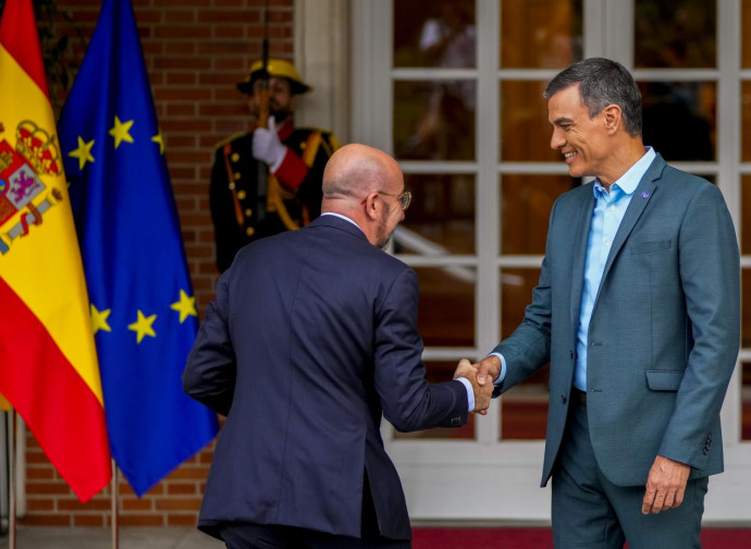 Charles Michel (presidente Consiglio europeo) e Pedro Sanchez (premier Spagna) Charles Michel (presidente Consiglio europeo) e Pedro Sanchez (premier Spagna)