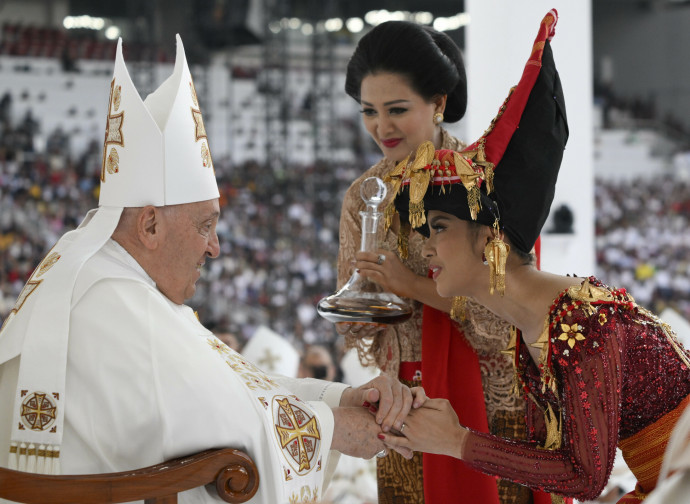Foto Vatican Media/LaPresse 5 settembre 2024 Giacarta (Indonesia)