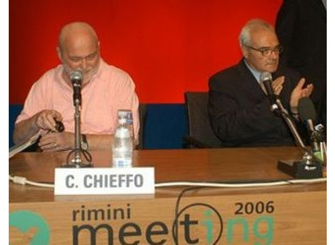 Claudio Chieffo con mons. Negri al Meeting di Rimini