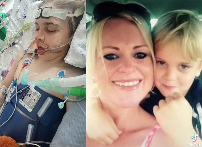 Archie con la sua mamma e nel letto dell'ospedale Archie con la sua mamma e nel letto dell'ospedale