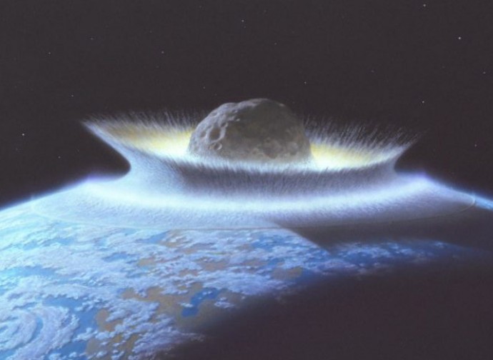 Impatto di un asteroide (rendering)