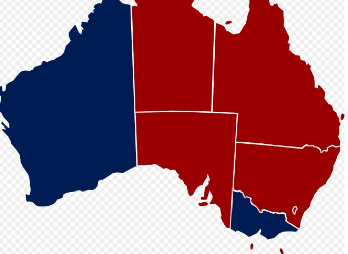 Australia (in blu le regioni dove l'eutanasia è legale)
