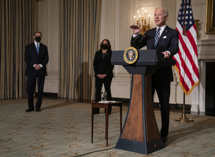 Joe Biden alla conferenza sul cambiamento climatico di Washington