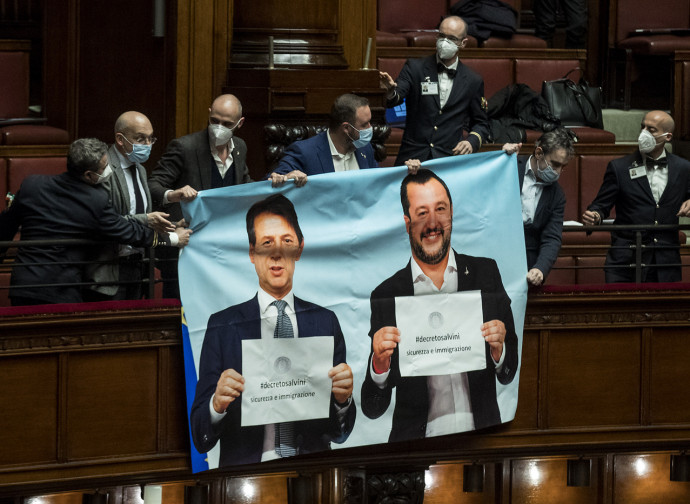 Protesta della Lega contro il Decreto Immigrazione