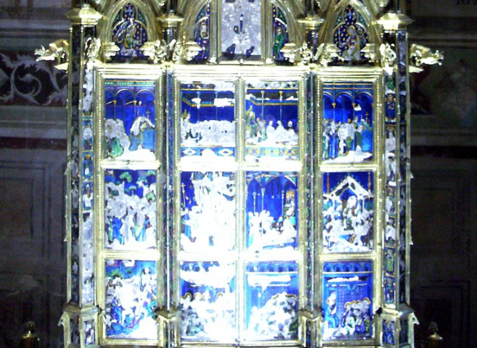 Reliquiario (ritaglio) corporale miracolo eucaristico di Bolsena (licenza CC0, da Abxbay, Wikimedia Commons) Reliquiario (ritaglio) corporale miracolo eucaristico di Bolsena (licenza CC0, da Abxbay, Wikimedia Commons)