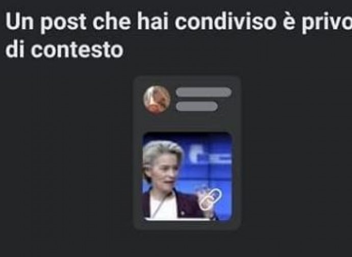 un post rimosso da Facebook
