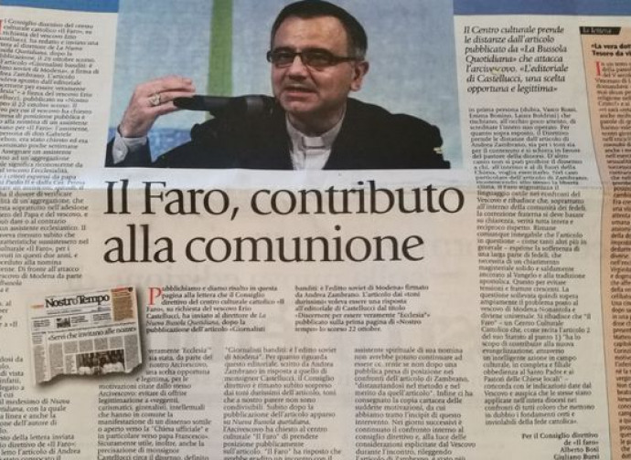 La pagina con la lettera contro la Bussola La pagina con la lettera contro la Bussola