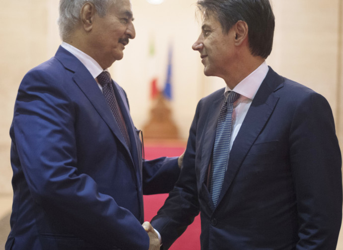 Khalifa Haftar e Giuseppe Conte Khalifa Haftar e Giuseppe Conte