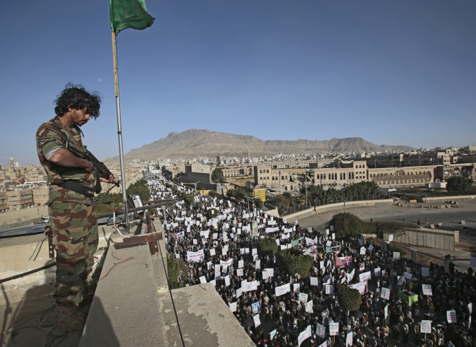 Sanaa (Yemen), manifestazione degli Houthi