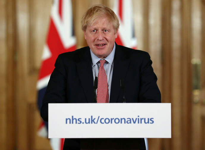 Boris Johnson durante la conferenza stampa
