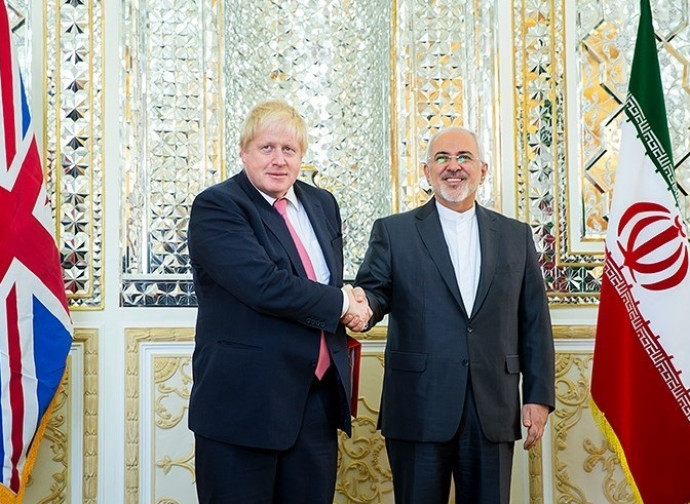 Boris Johnson, ministro degli Esteri, incontra Zarif (Iran)