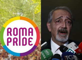 Logo Roma Pride 2023 + presidente Rocca, Regione Lazio (foto LP)
