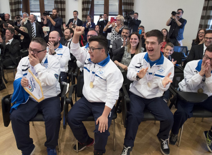 Premiazione di atleti con sindrome di Down Premiazione di atleti con sindrome di Down