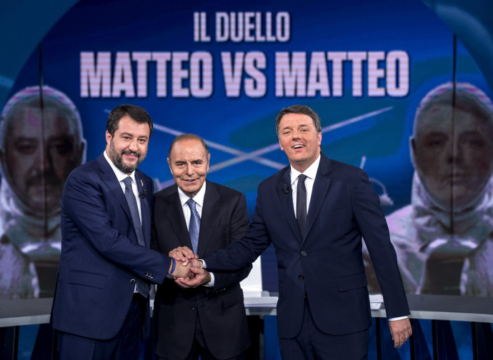 Salvini e Renzi ospiti di Vespa Salvini e Renzi ospiti di Vespa