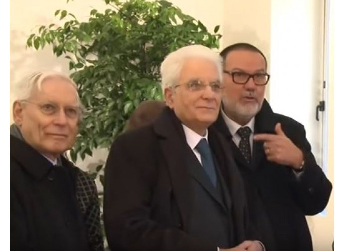 Melloni e Mattarella nella sede della Fscire con il presidente della Fscire Onida