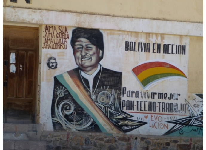 Propaganda boliviana, murales di Evo Morales