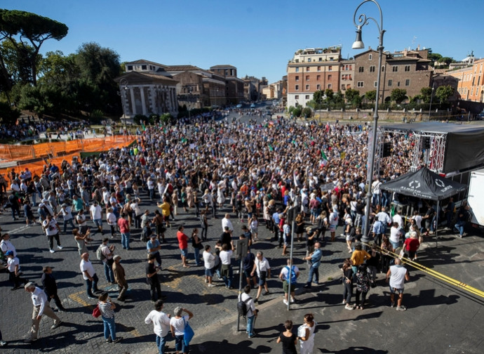 Un'immagine della manifestazione di sabato a Roma Un'immagine della manifestazione di sabato a Roma
