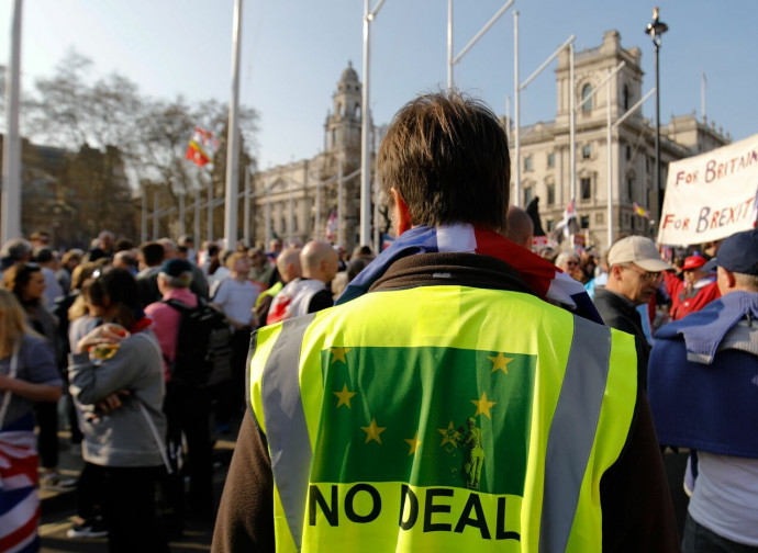 Manifestazione pro-Brexit davanti a Westminster Manifestazione pro-Brexit davanti a Westminster