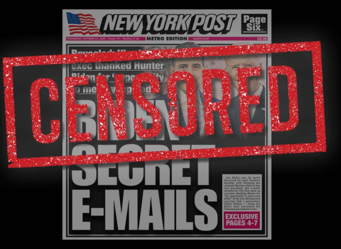 La prima pagina del sito del New York Post dopo la censura di Twitter