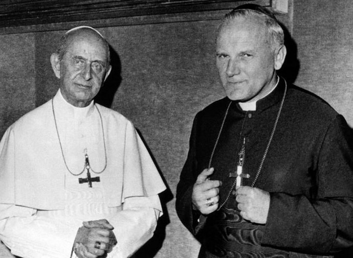 Paolo VI con l'allora vescovo Wojtyla