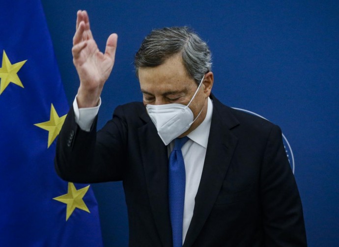 Mario Draghi alla conferenza stampa della cabina di regia del Pnrr Mario Draghi alla conferenza stampa della cabina di regia del Pnrr
