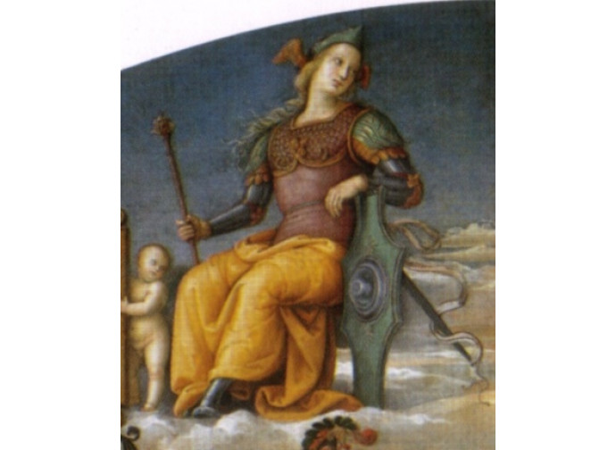 La virtù della Fortezza, dipinto del Perugino La virtù della Fortezza, dipinto del Perugino