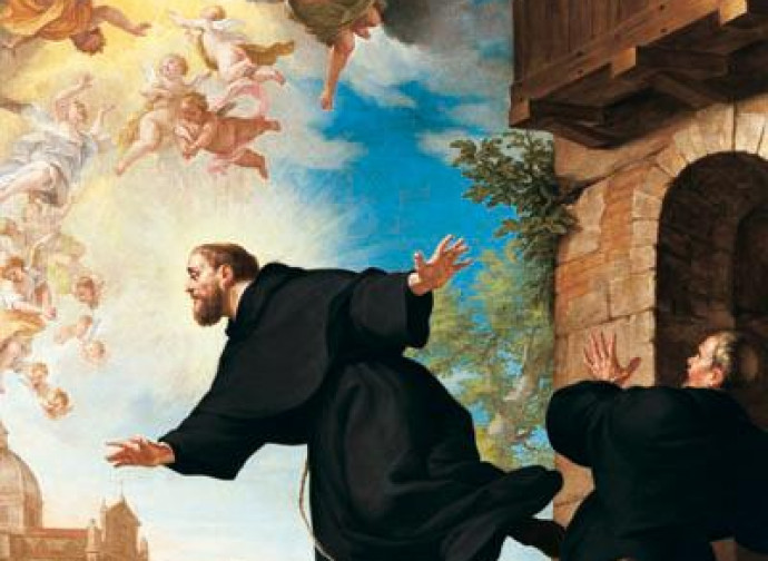 San G. da Copertino si eleva in volo alla vista della Basilica di Loreto San G. da Copertino si eleva in volo alla vista della Basilica di Loreto