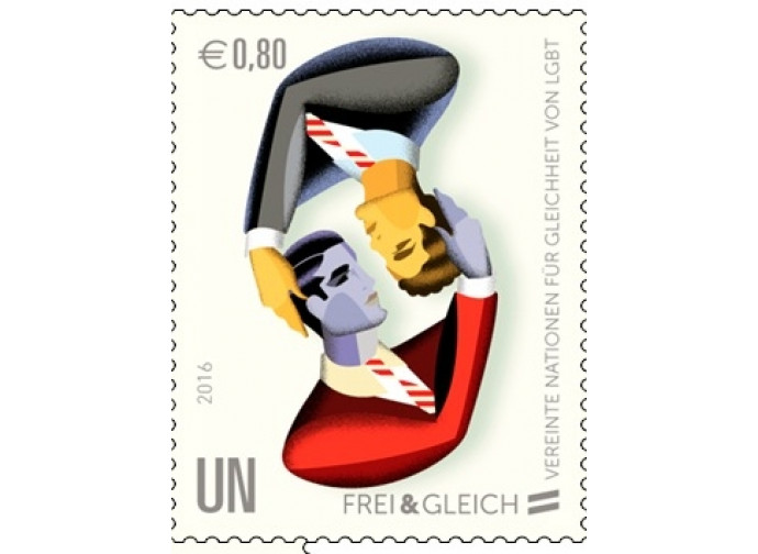 Fracobollo gay emesso dall'Onu Fracobollo gay emesso dall'Onu