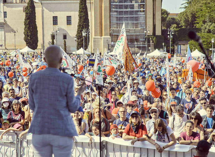 Un momento del raduno a Piazza san Giovanni