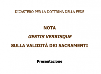 "Gestis verbisque": pubblicata la Nota sui sacramenti