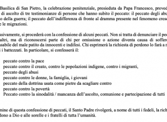 Mea culpa per i "peccati contro la sinodalità"