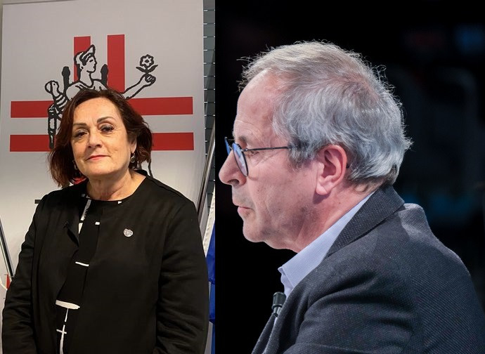 Silvia Vaccari (FNOPO) + Andrea Crisanti (via LaPresse)