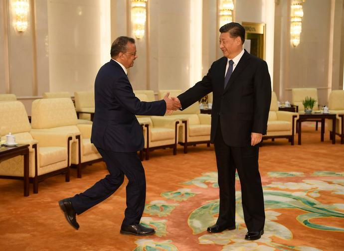 Il direttore generale dell'OMS con Xi Jinping Il direttore generale dell'OMS con Xi Jinping